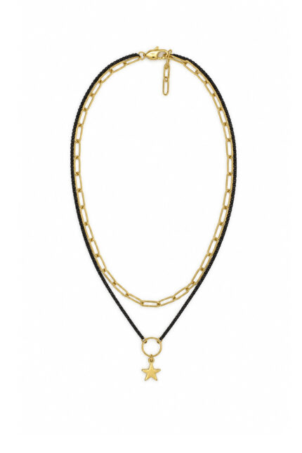 HOURS: An Eleven K story DAZE Gold & Black – Διπλό κολιέ αλυσίδα με charm Eleven K Jewelry